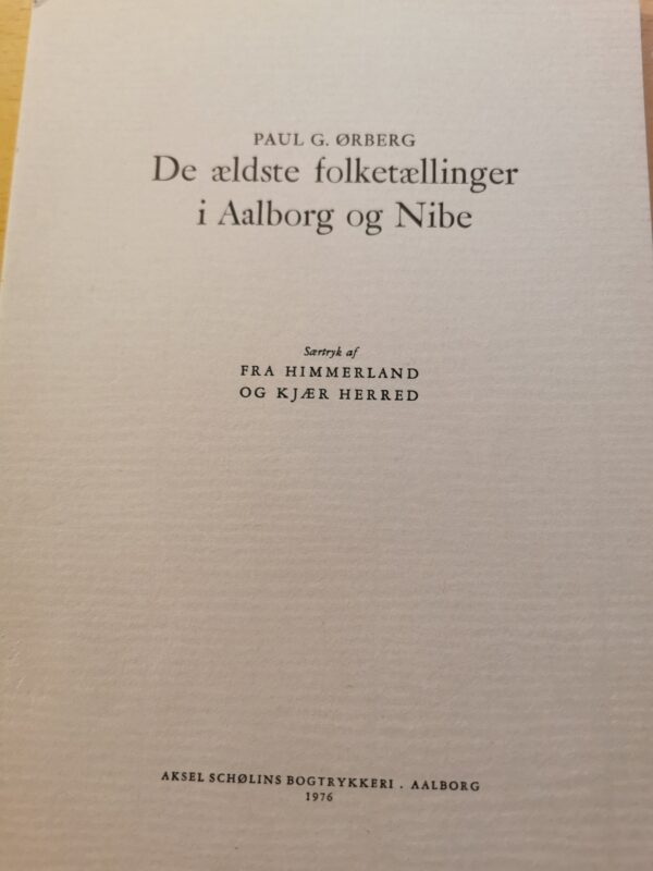 Paul G. Ørberg - De ældste folketællinger i Aalborg og Nibe